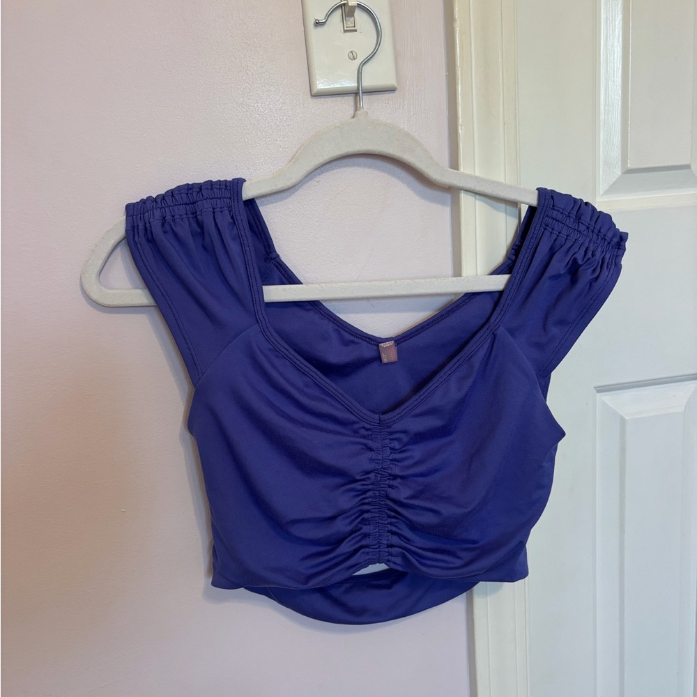 Free People Movement Breath Deeper Purple Ruched Top